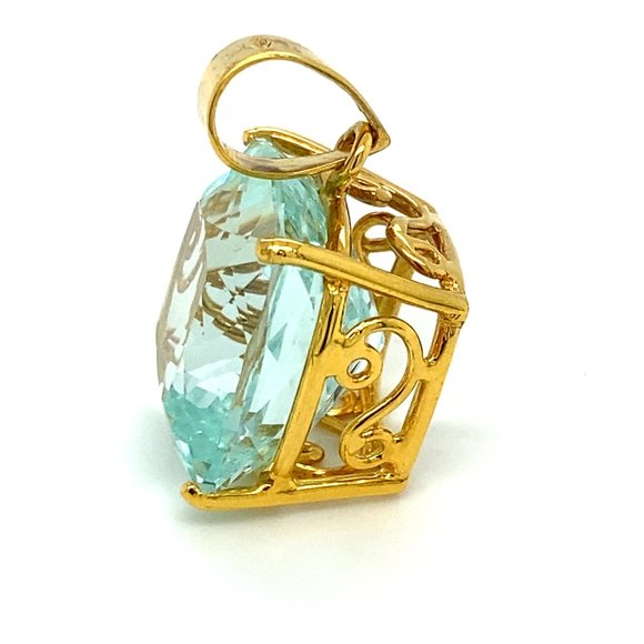 GIA Certified Aquamarine 24.15ct Solid 18K Pendant - Picture 5 of 7